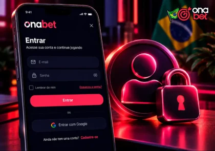 Tela de login da Onabet no celular com símbolo de perfil e acesso seguro.